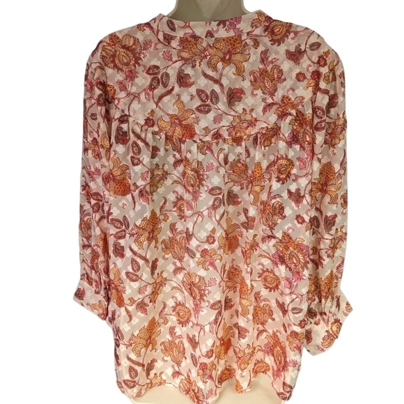 Ophelia Roe NWT Paisley Print Semi Sheer Top Sz 3X - Picture 2 of 13